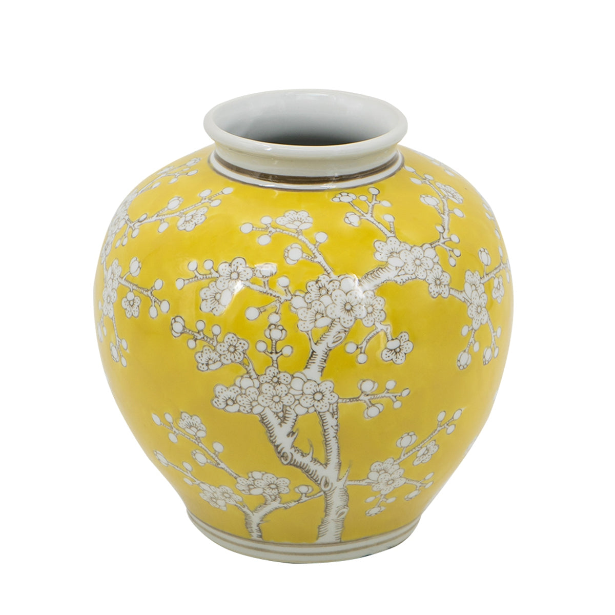 Genuine Porcelain Yellow and White Accent Vase
