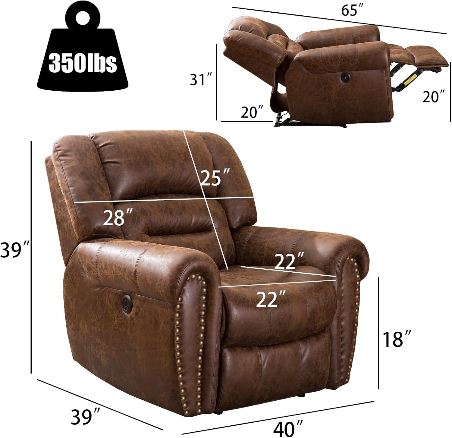 Nut Brown Electric Recliner Chair