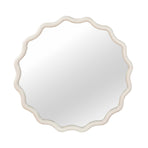 White 24 inch Wavy Round Solid Wood Frame Mirror