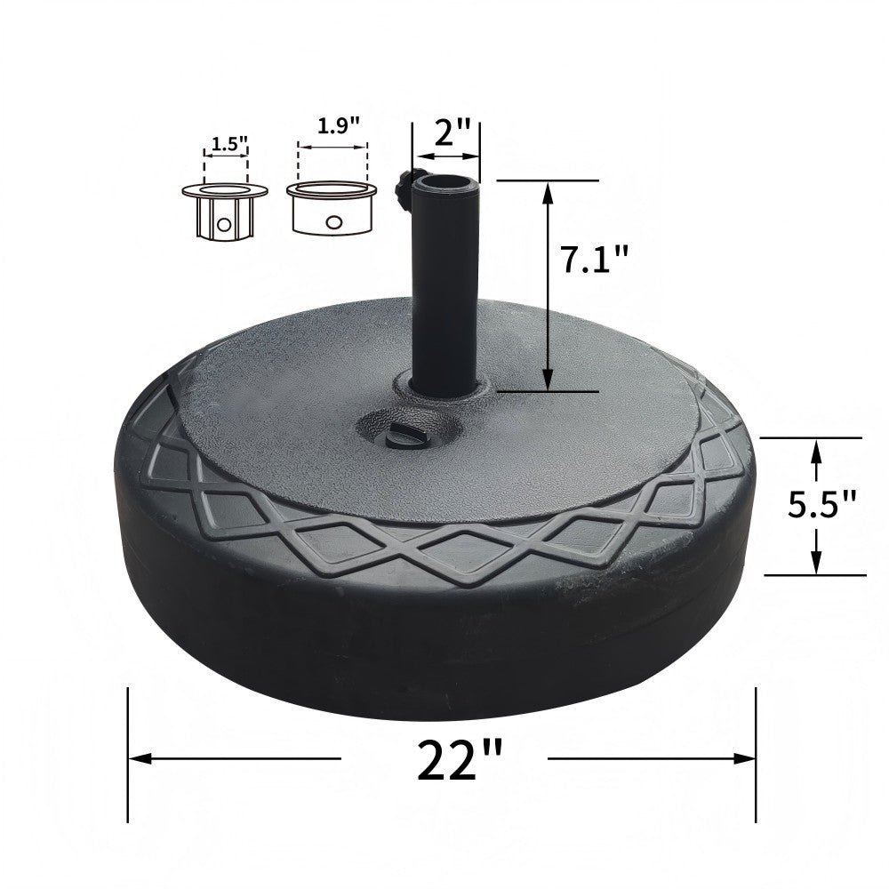 Ainfox 13ft Outdoor Patio Umbrella with Lights and Decorative Pattern Umbrella Base