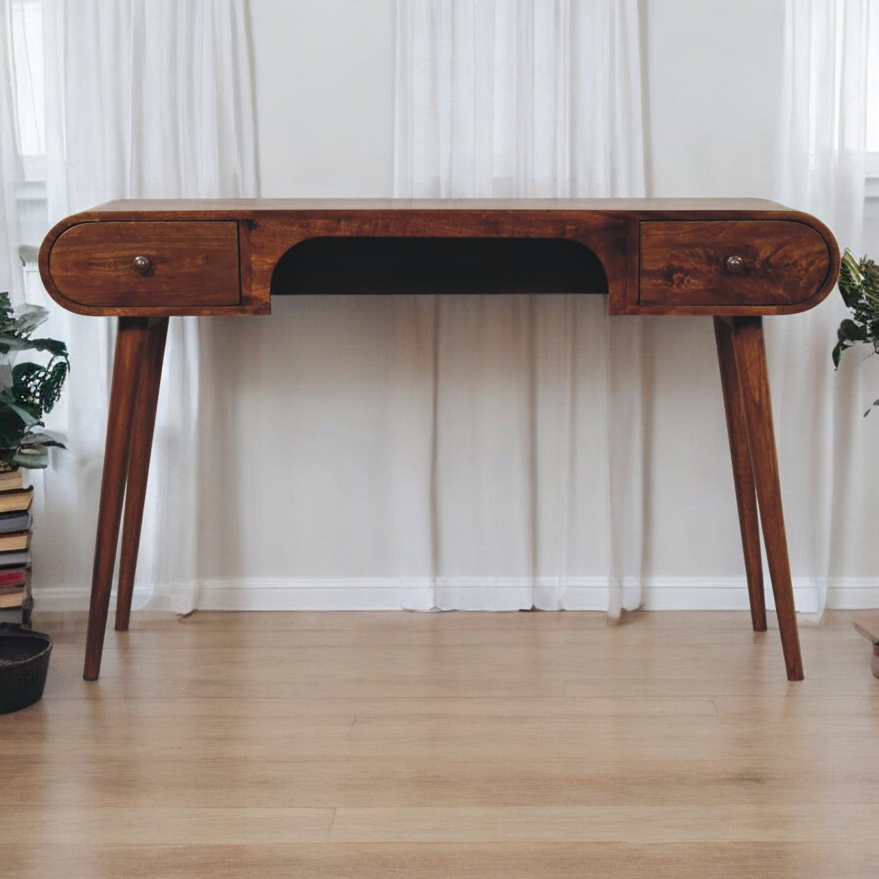 Solid Wood London Arch Desk - Chestnut
