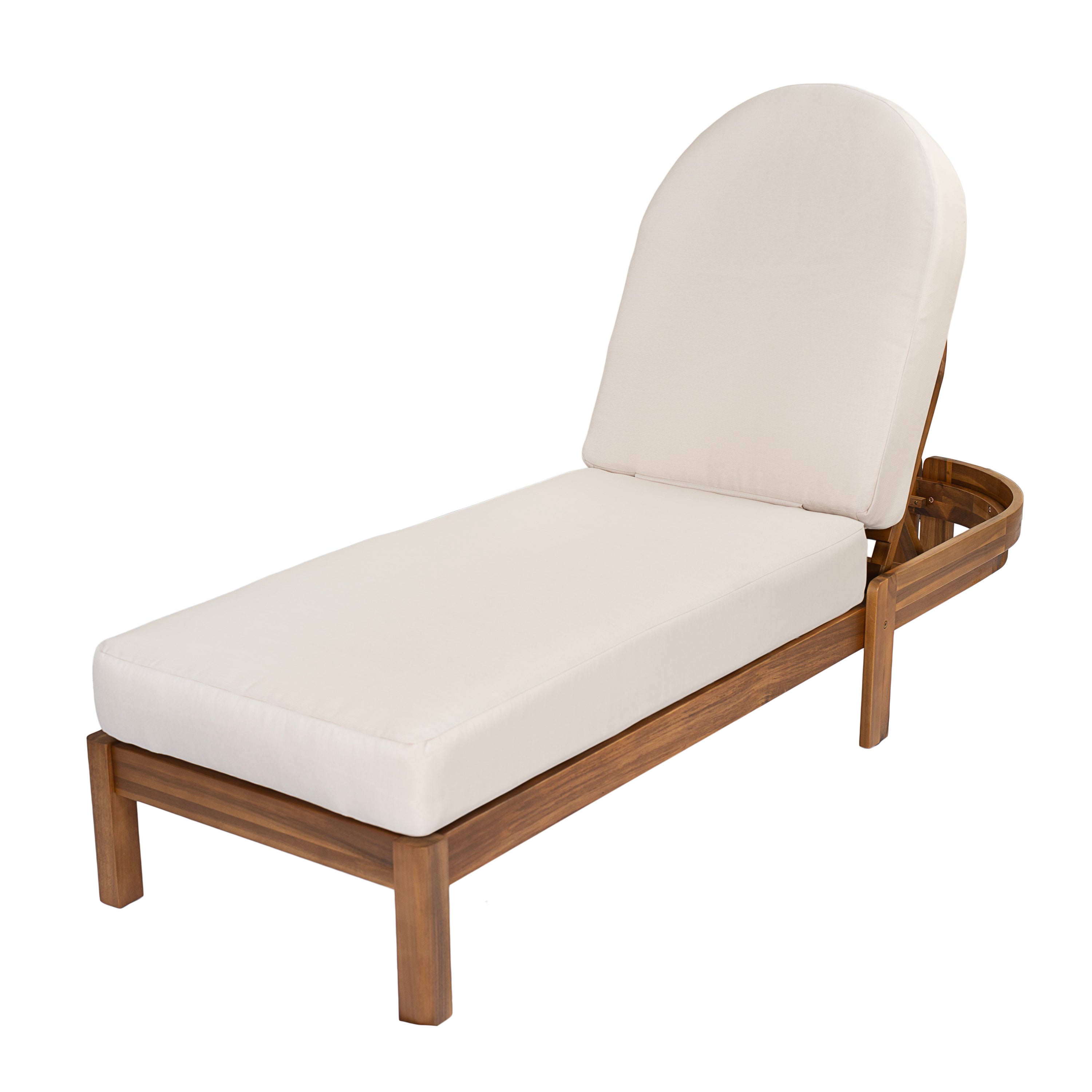 Genuine Acacia Wood Chaise Lounge Chairs with Adjustable Backrest - Set of 2