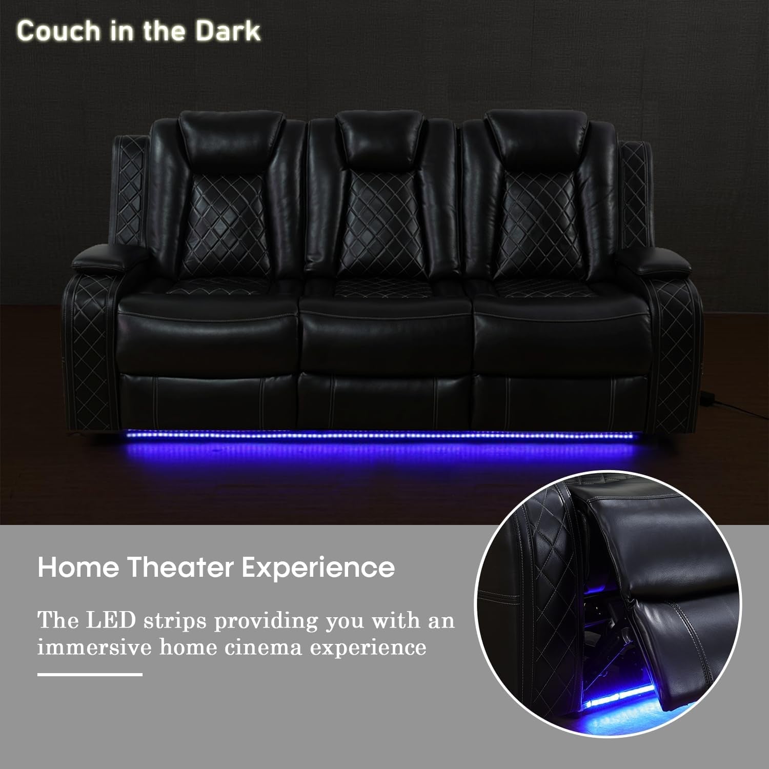 Amanda Black Leather Power Recliner Sectional