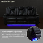 Amanda Black Leather Power Recliner Sectional