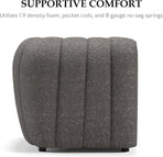 Charcoal Gray Vertical Channel Tufted 3 Piece Sofa Set