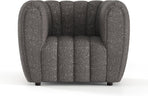 Charcoal Gray Vertical Channel Tufted 3 Piece Sofa Set