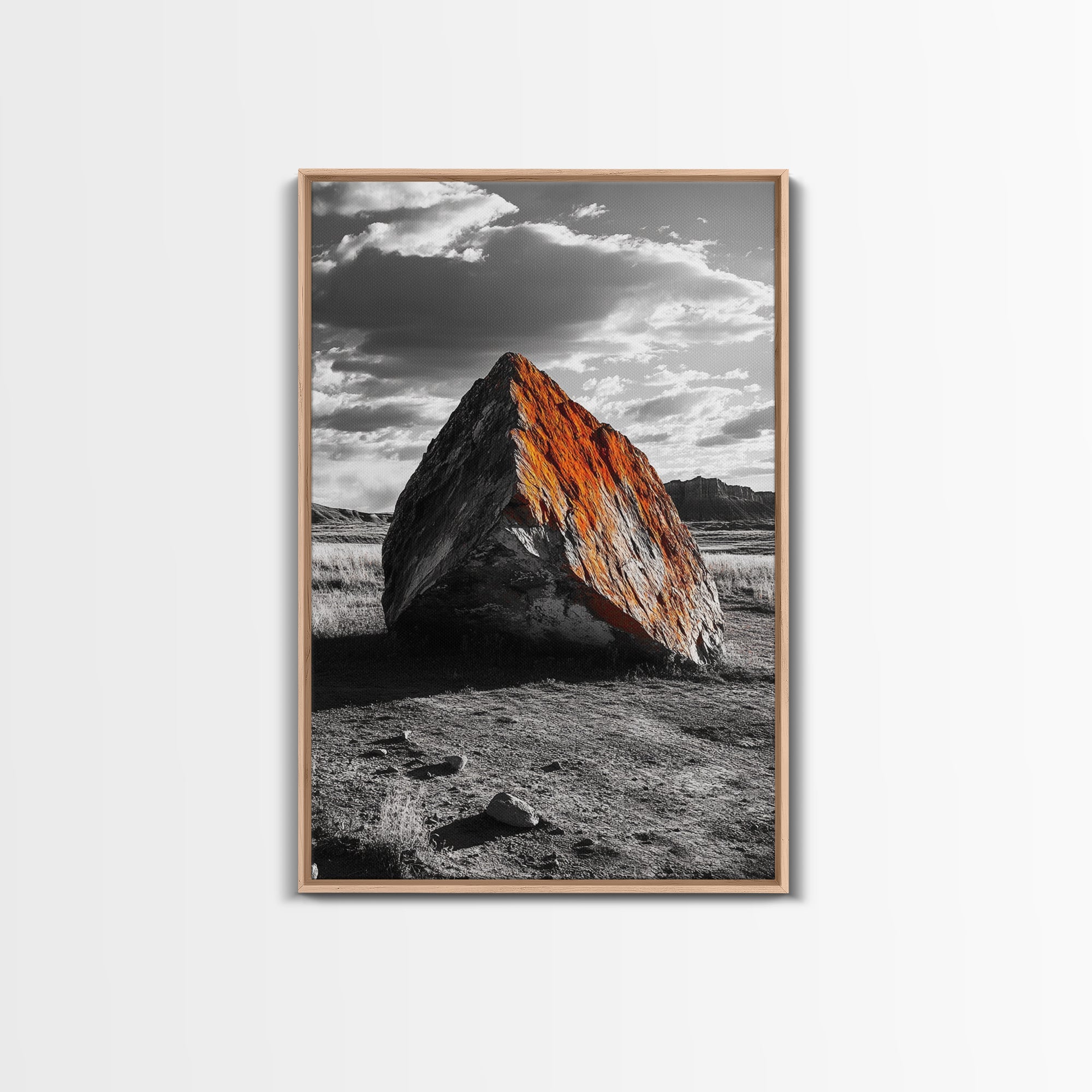 Red Rock, Sunset Boulders, Wild West Plains, Canvas Print, Desert Landscape Art, Living Room Wall Decor, Nature Photography