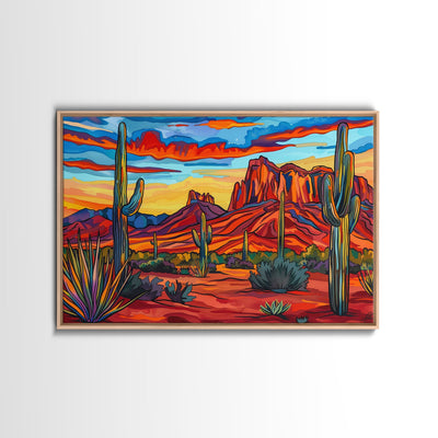 Retro Style Desert Landscape Painting Print