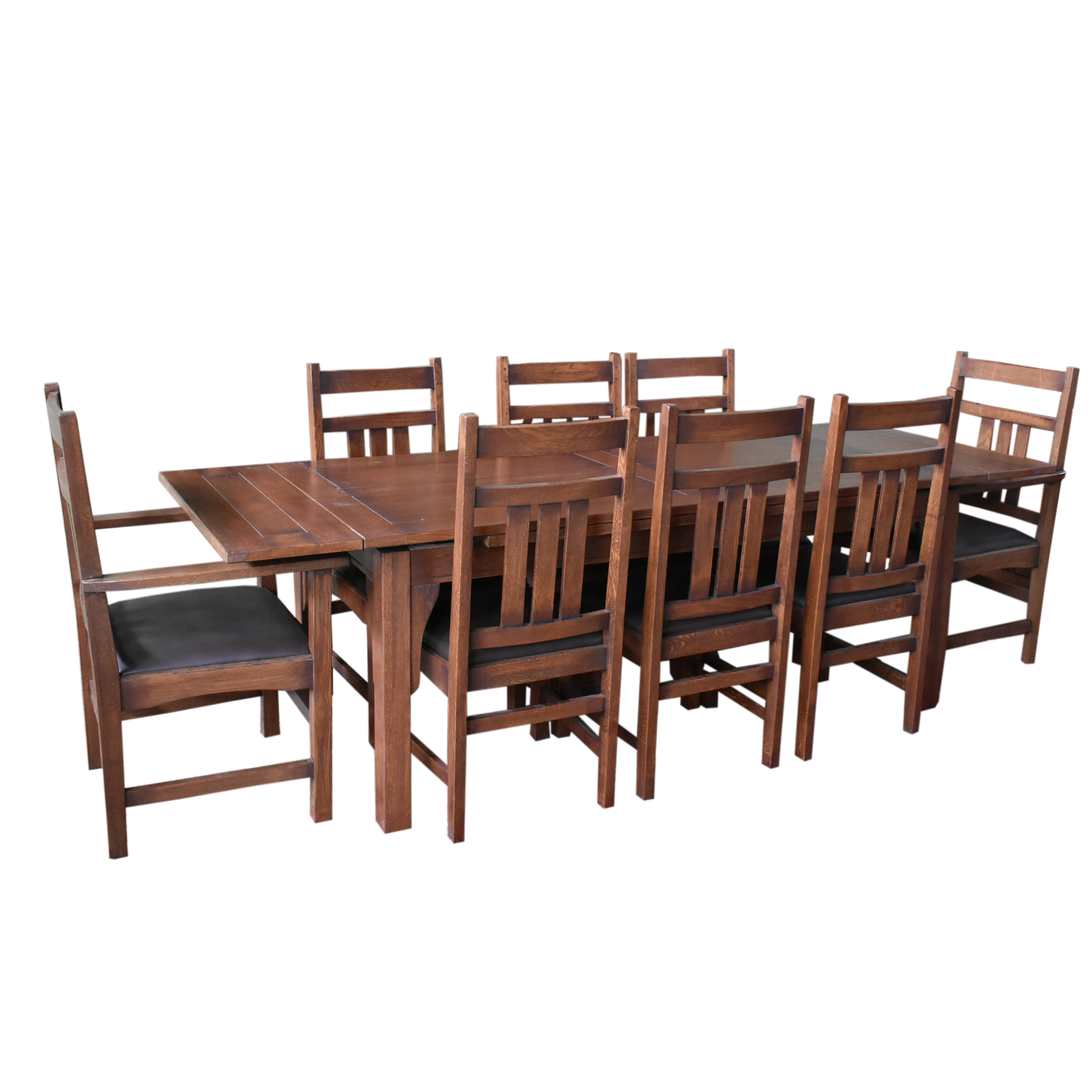 Mission Style Oak Stow Leaf Dining Table