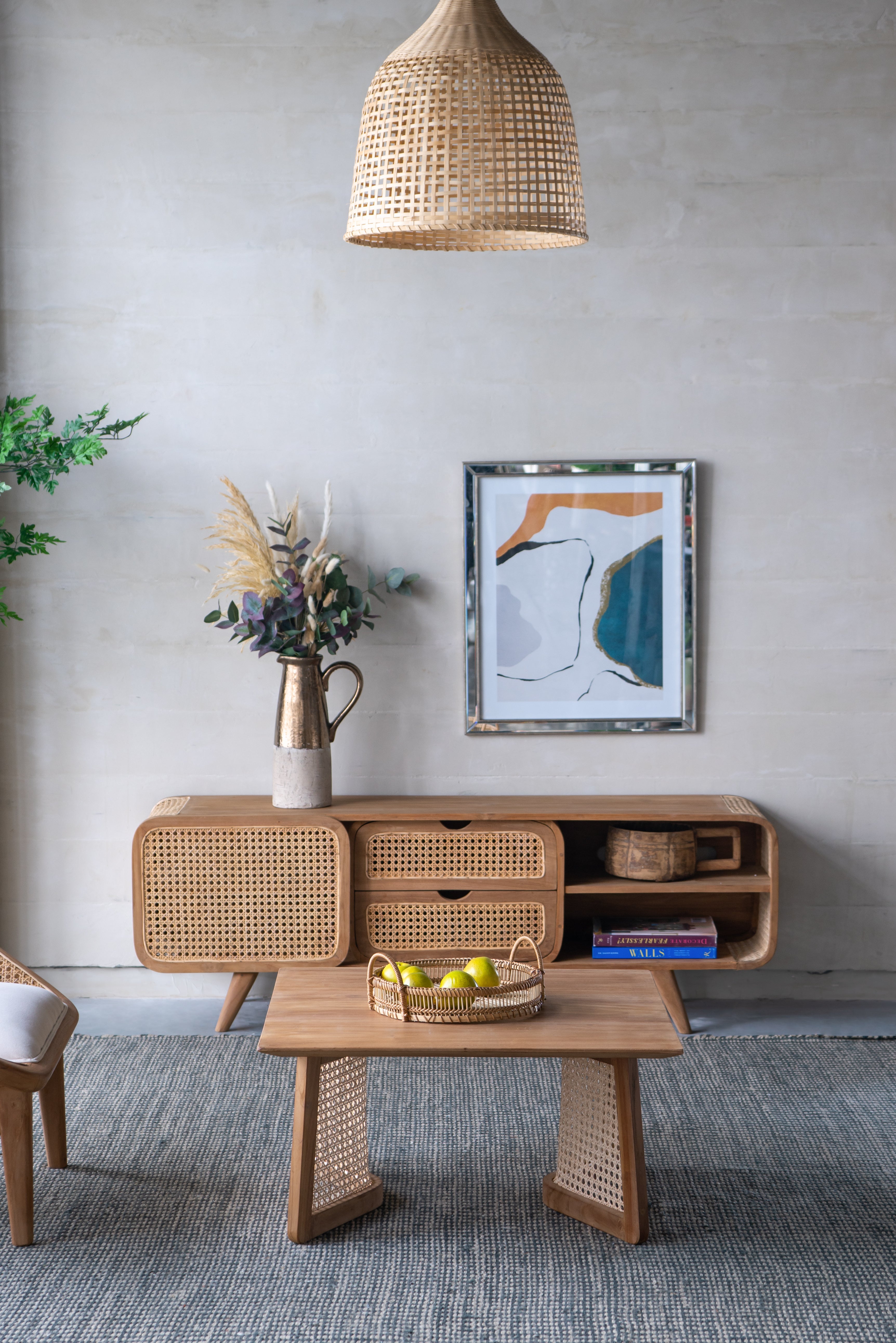Set of 3 Round Bamboo Decorative Trays