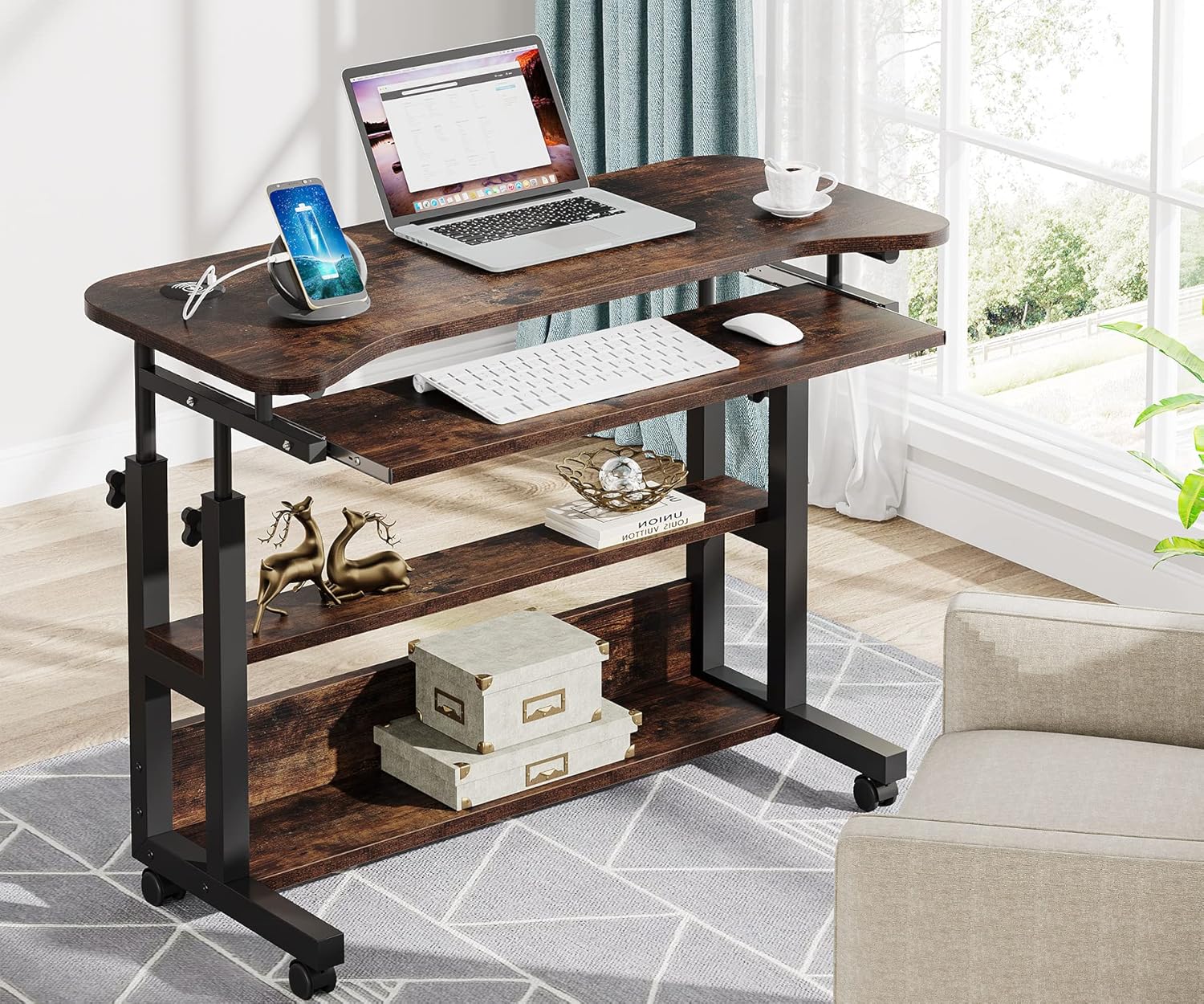 32 Inches Portable Desk with Power Outlets