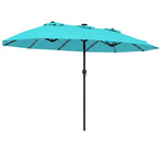 15.5 ft Patio Umbrella with Solar LED Lights & Crank