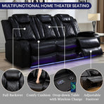 Amanda Black Leather Power Recliner Sectional
