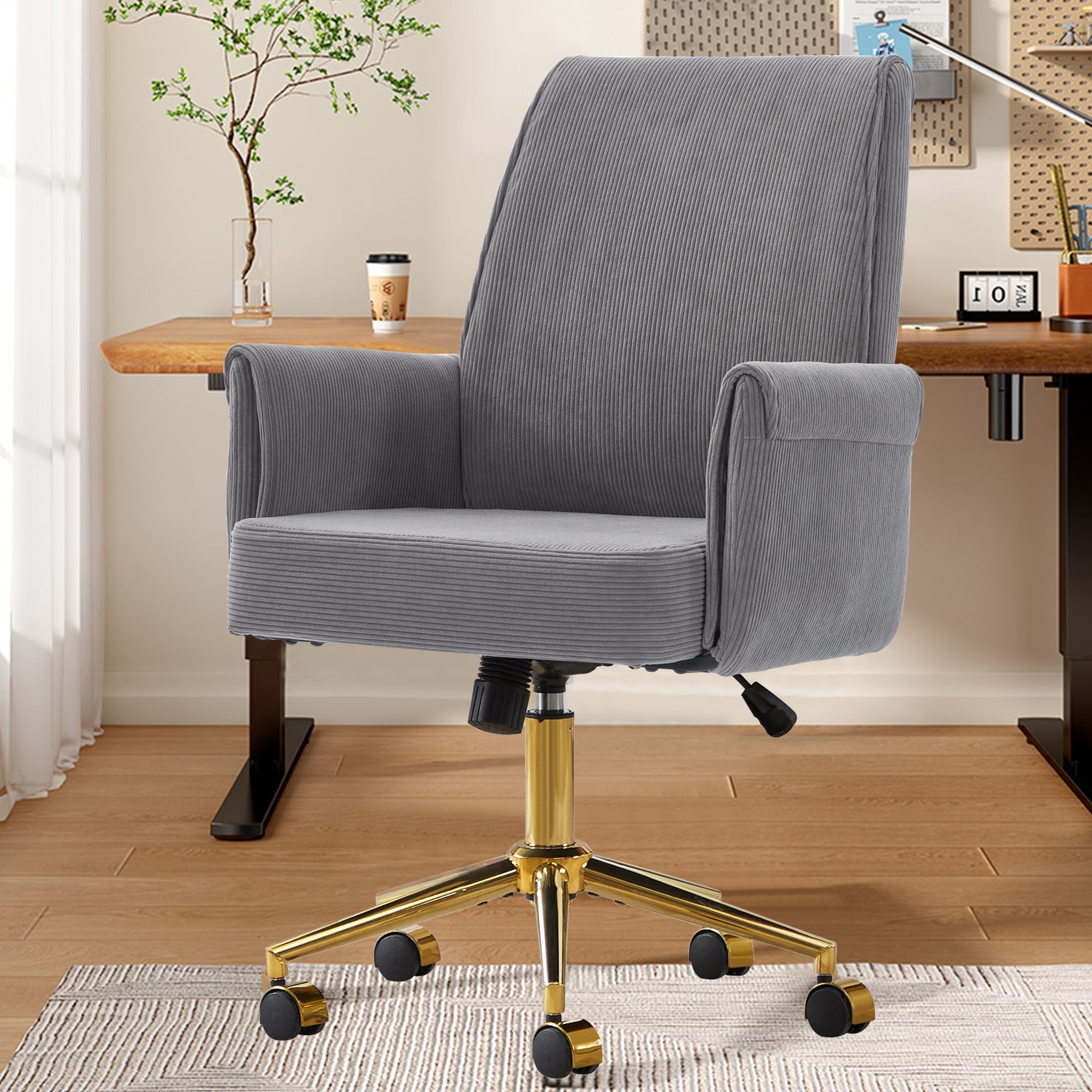 Mid-Back Liftable Office Chair - Striped Fabric