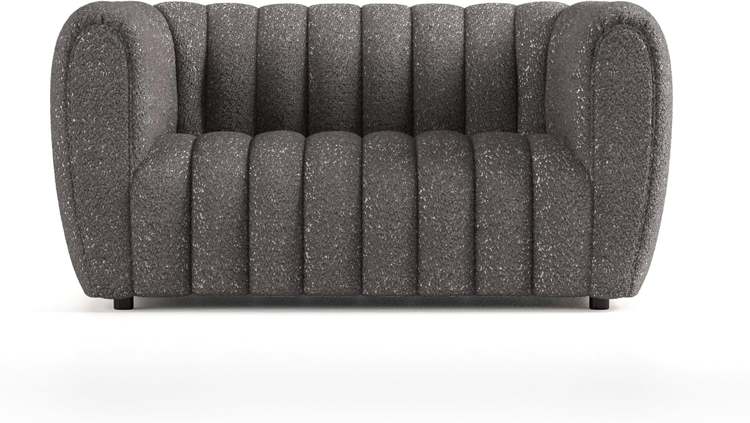 Charcoal Gray Vertical Channel Tufted 3 Piece Sofa Set