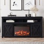 The Farmhouse 58 Inch TV Stand With Electric Fireplace Grey