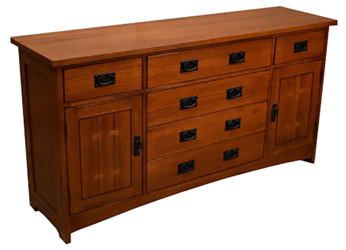 Mission Quarter Sawn Oak 6 Drawer Sideboard - 62