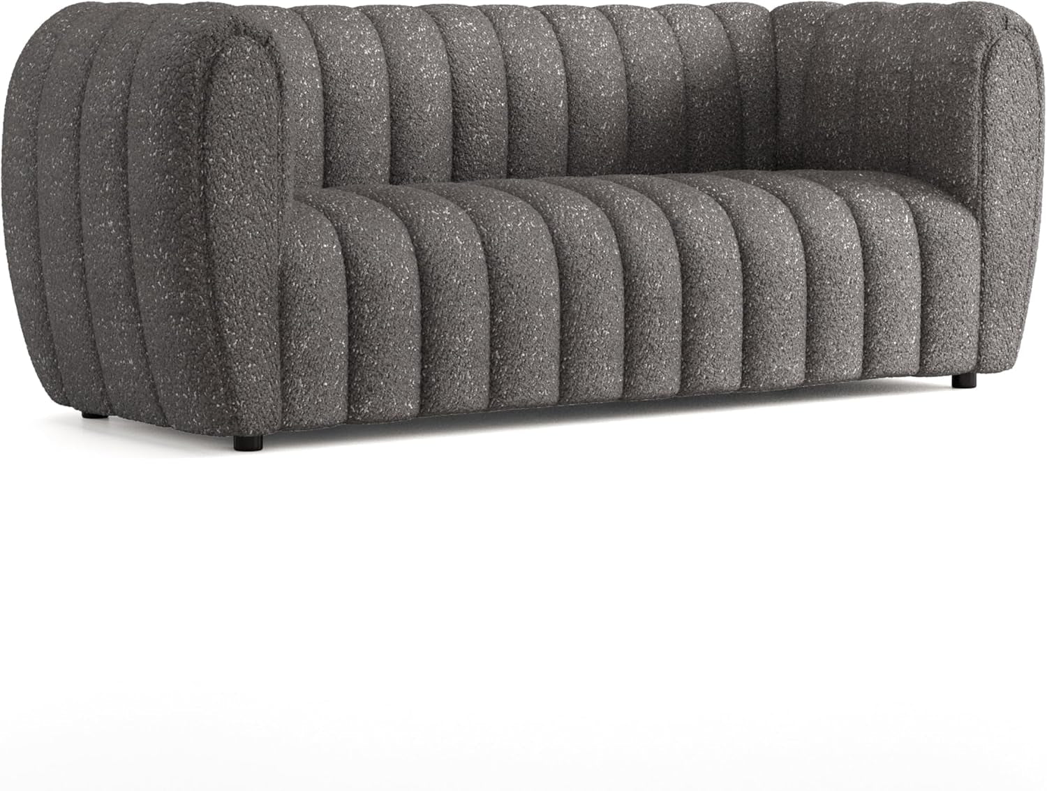 Charcoal Gray Vertical Channel Tufted 3 Piece Sofa Set
