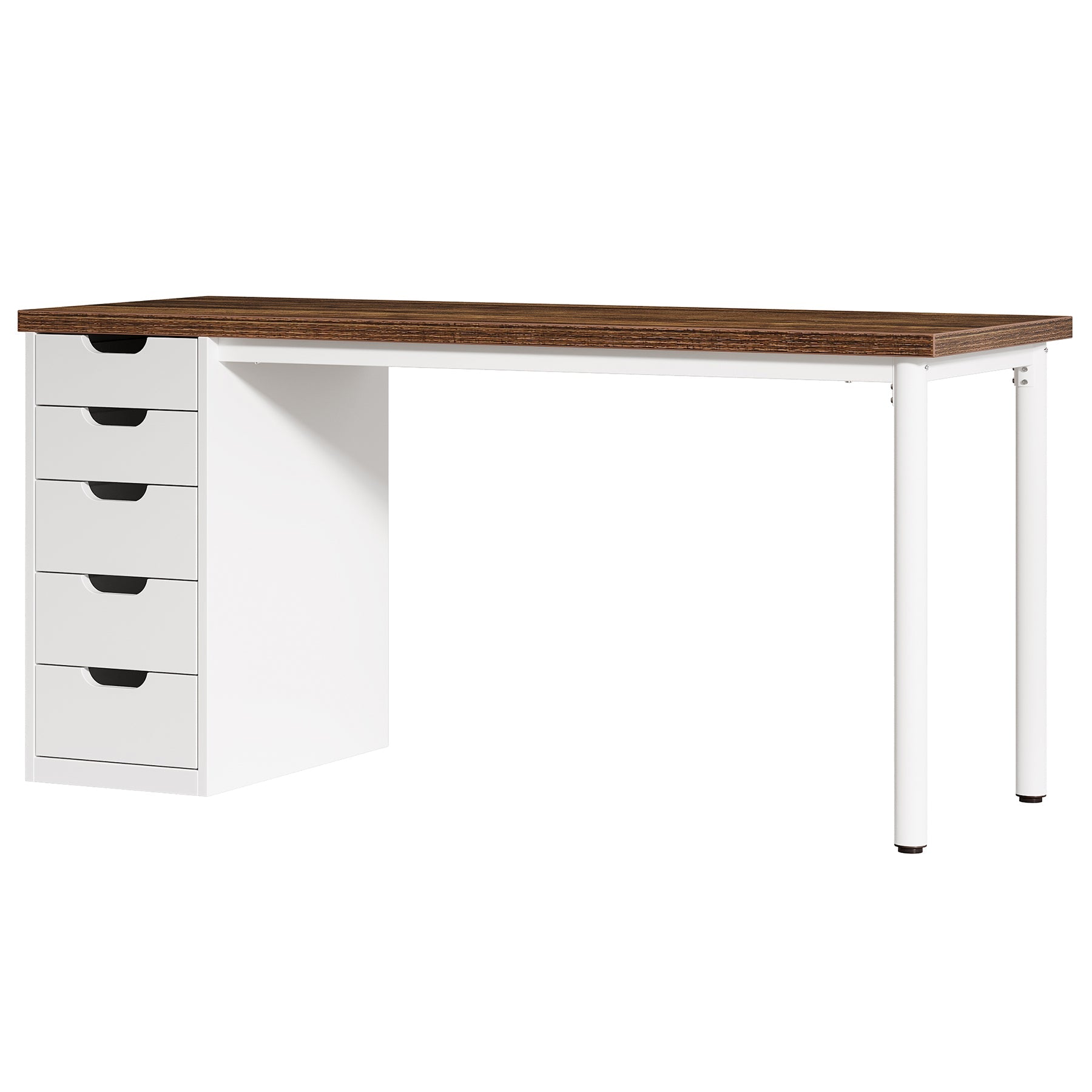 Computer Desk with 5 Drawers - 47 Inch Rustic Design