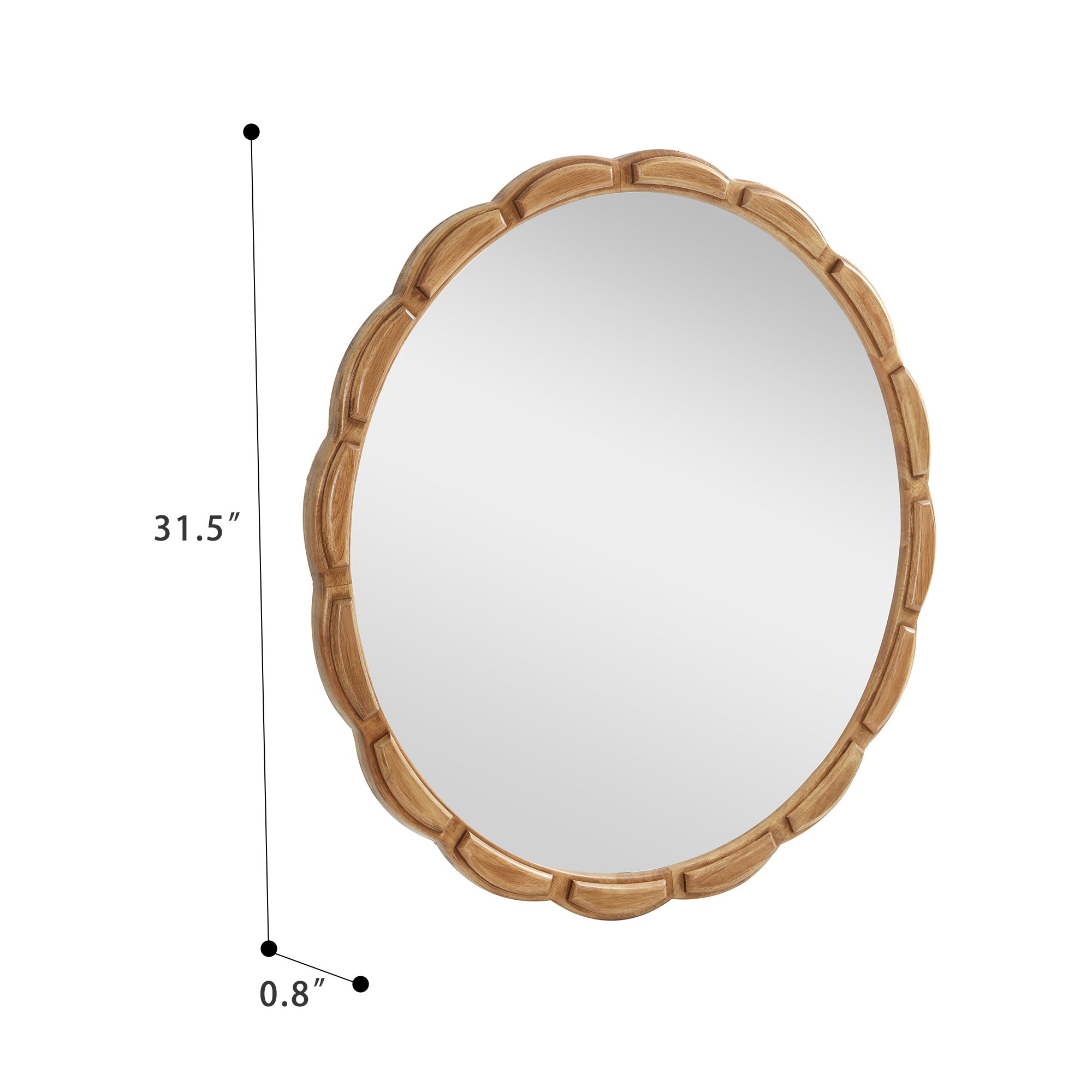 Round Solid Wood Wall Mirror - 31.5