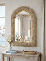 24.2"x36" Woven Texture Decorative Arched Mirror