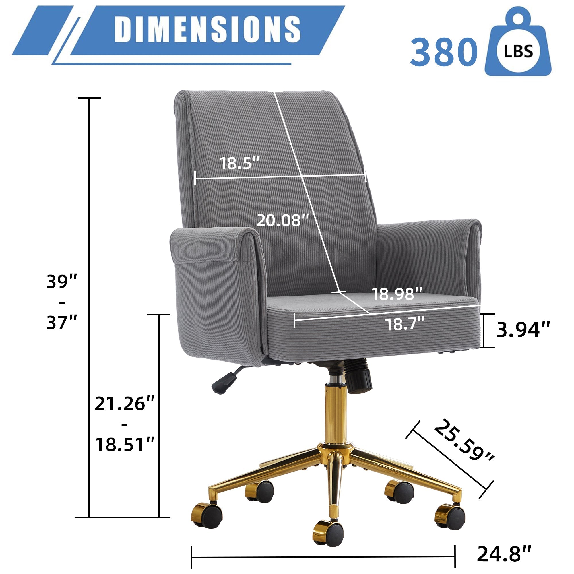 Mid-Back Liftable Office Chair - Striped Fabric
