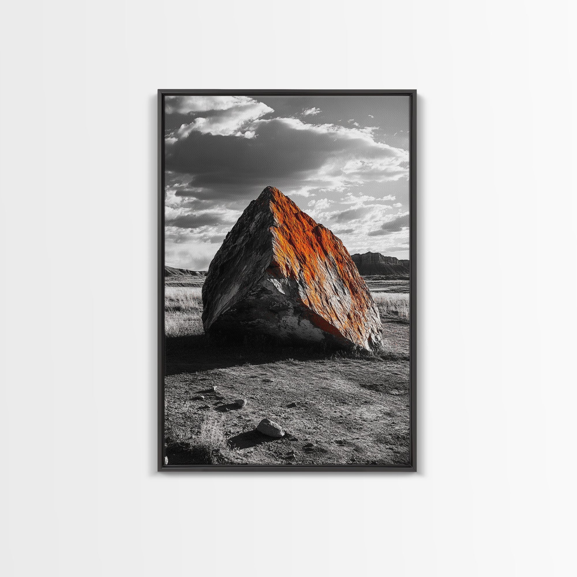 Red Rock, Sunset Boulders, Wild West Plains, Canvas Print, Desert Landscape Art, Living Room Wall Decor, Nature Photography