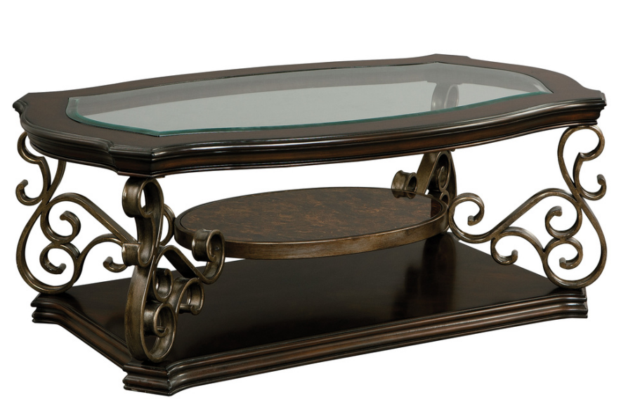 Coffee Table with Glass Top and Metal Legs