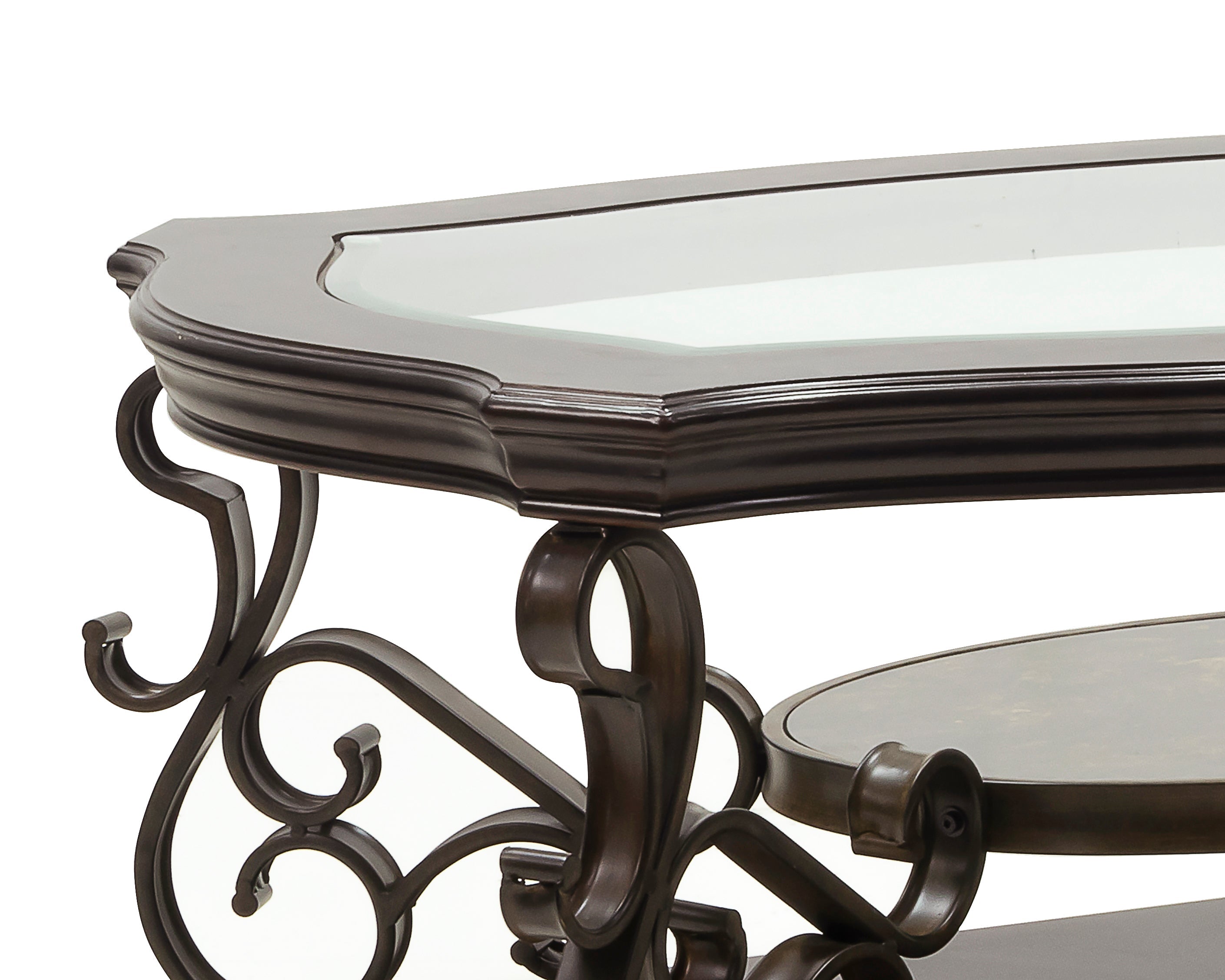 Coffee Table with Glass Top and Metal Legs