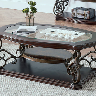 Coffee Table with Glass Top and Metal Legs