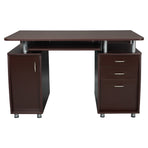 Complete Workstation Computer Desk with Storage in Chocolate
