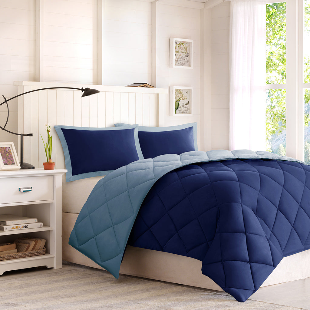 Twin/Twin XL Diamond Quilting Reversible Comforter Set