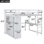 Wood Full Size Bed with Built-in Wardrobe, Desk, Storage Shelves and Drawers