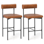 26 Inch Upholstered Bar Stools Set of 2 Counter Height Bar Chairs with Backrest