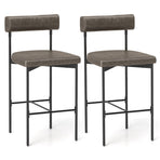 26 Inch Upholstered Bar Stools Set of 2 Counter Height Bar Chairs with Backrest