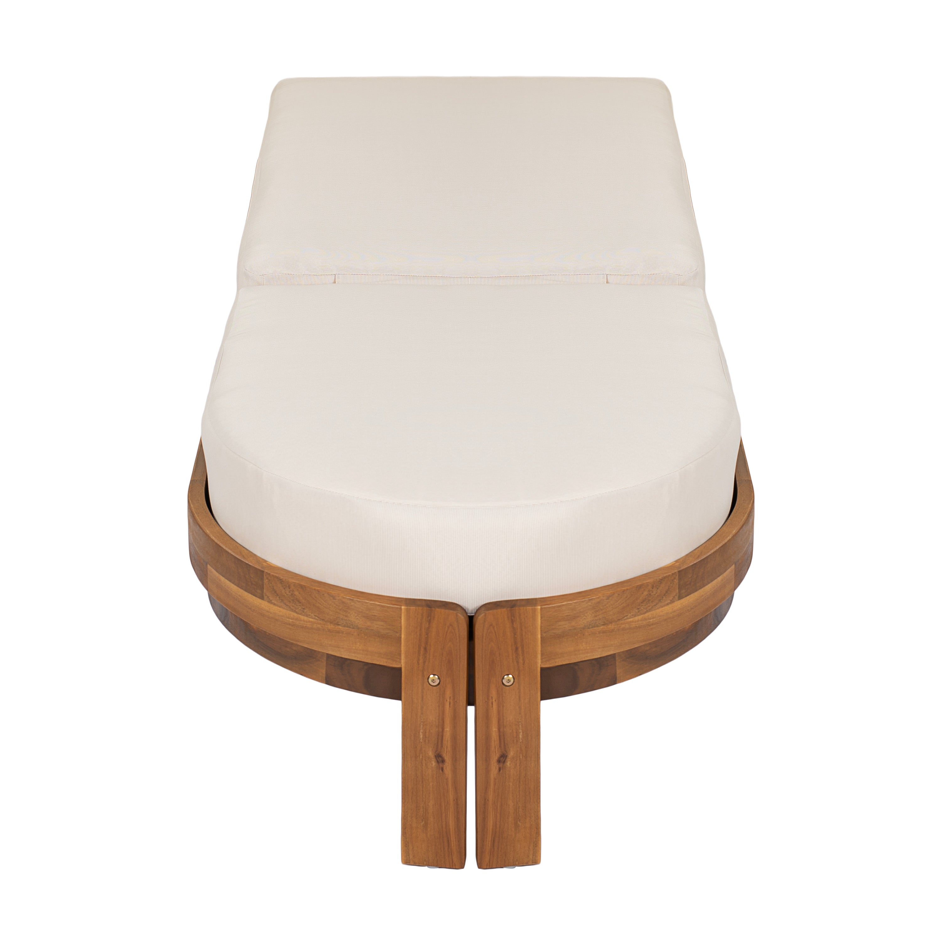 Genuine Acacia Wood Chaise Lounge Chairs with Adjustable Backrest - Set of 2