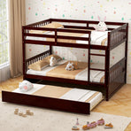 Full over Full Bunk Bed Platform Wood Bed with Ladder