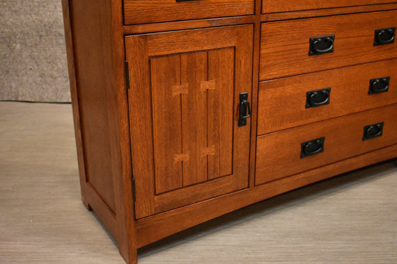 Mission Quarter Sawn Oak 6 Drawer Sideboard - 62