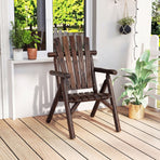 Solid Wood Patio Chair with Curved Seat and Slatted Backrest