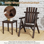 Solid Wood Patio Chair with Curved Seat and Slatted Backrest