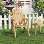 Solid Wood Patio Chair with Curved Seat and Slatted Backrest