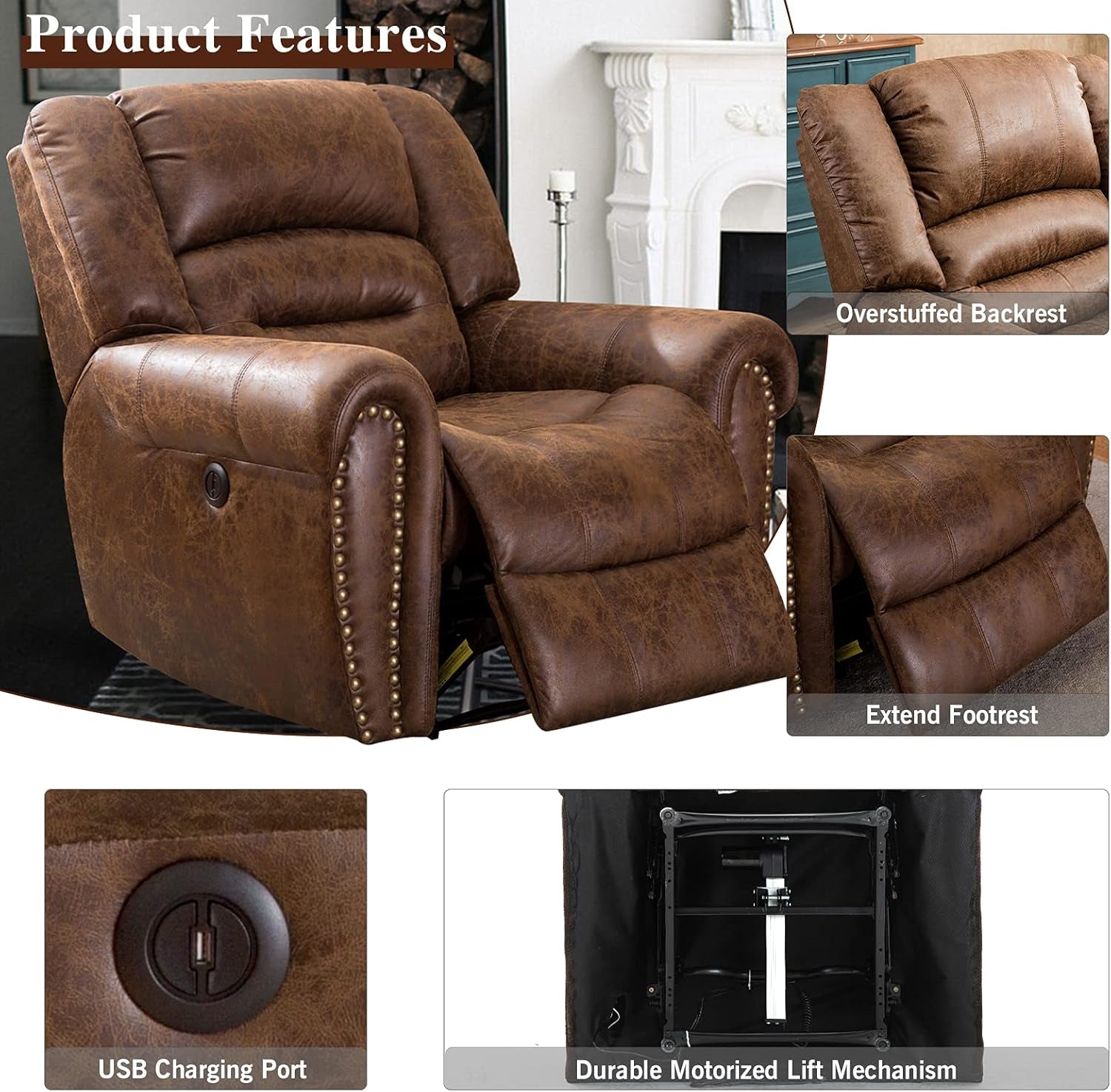 Nut Brown Electric Recliner Chair