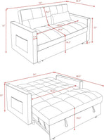 54 Inches Convertible Sofa Bed With Adjustable Backrest