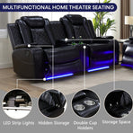 Amanda Black Leather Power Recliner Sectional