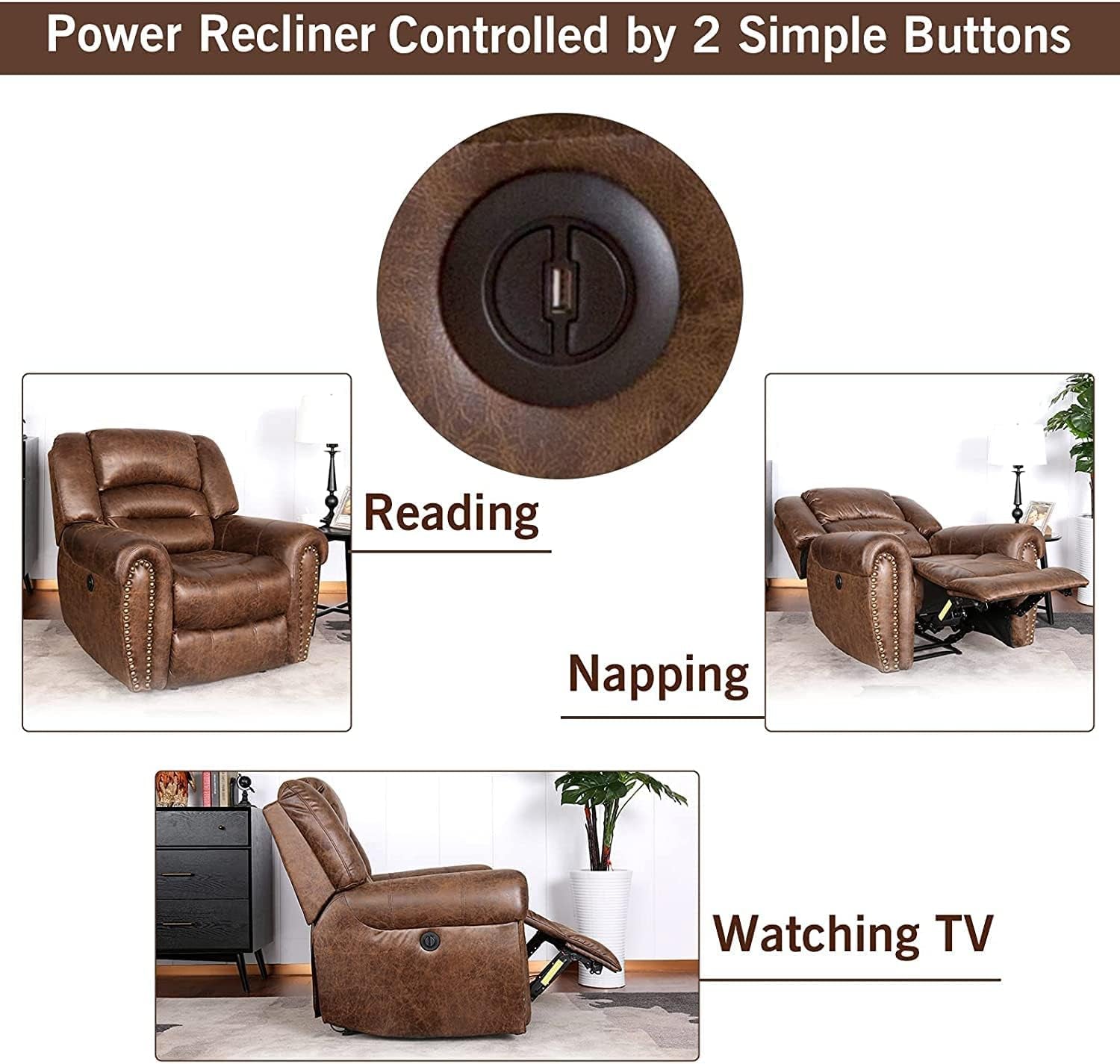 Nut Brown Electric Recliner Chair