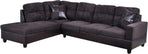 Ponliving Espresso L Shaped Sectional Sofa Set Left Hand Facing