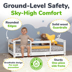 Toddler Floor Bed with Safety Rails for Kids Age 1–3 (Crib Size)