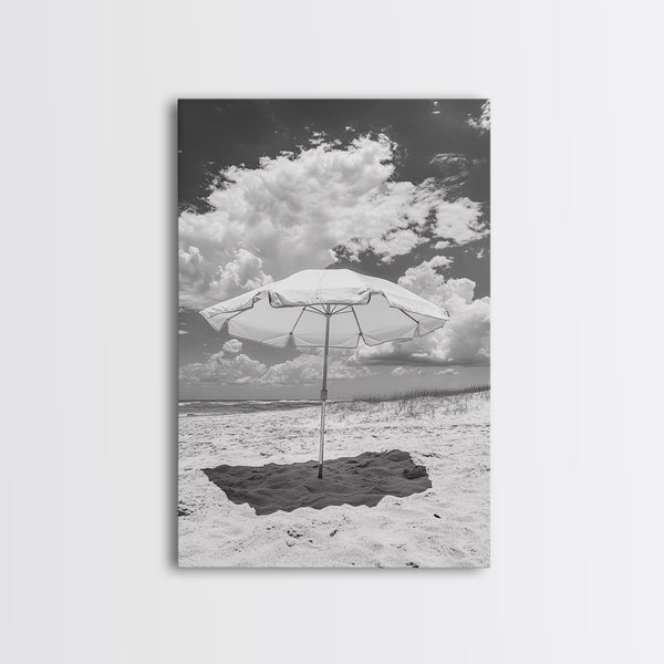 Beach Umbrella, Sunny Escape, Coastal Cloudscape