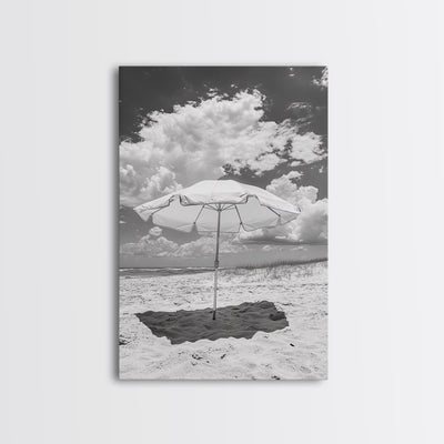 Beach Umbrella, Sunny Escape, Coastal Cloudscape
