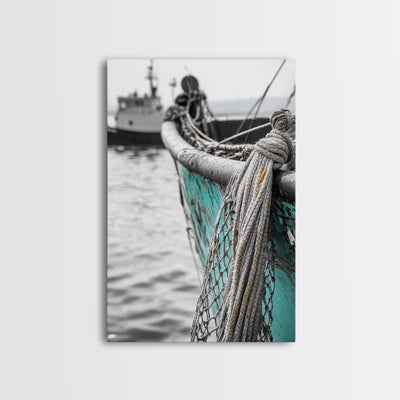 Nautical Texture, Vintage Boat, Rope Detail, Fishing Vessel